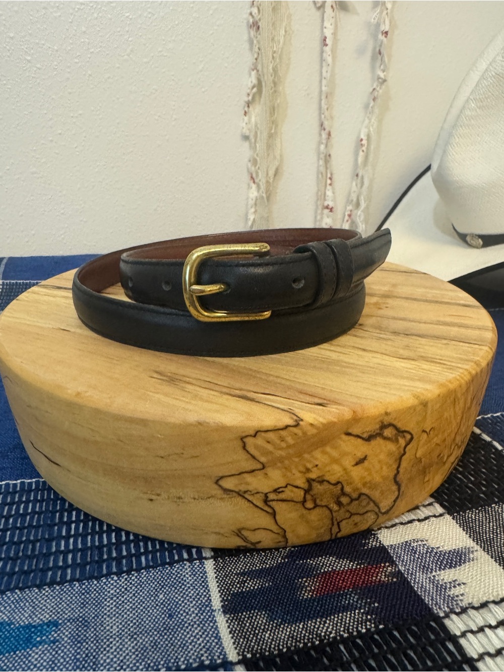 Vintage Coach 2800 Black Leather Skinny Belt Gold Brass Buckle Women's Large USA